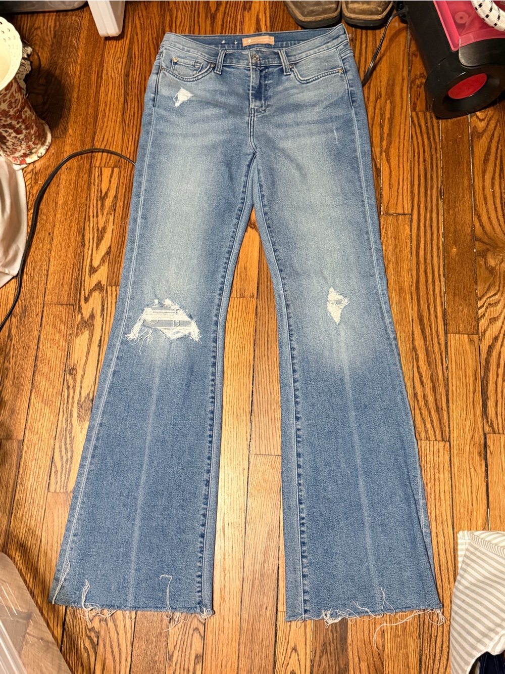 7 For All Mankind Luxe Vintage Dojo Jeans Women’s 29 High Rise Flare raw hem